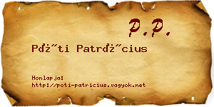 Póti Patrícius névjegykártya